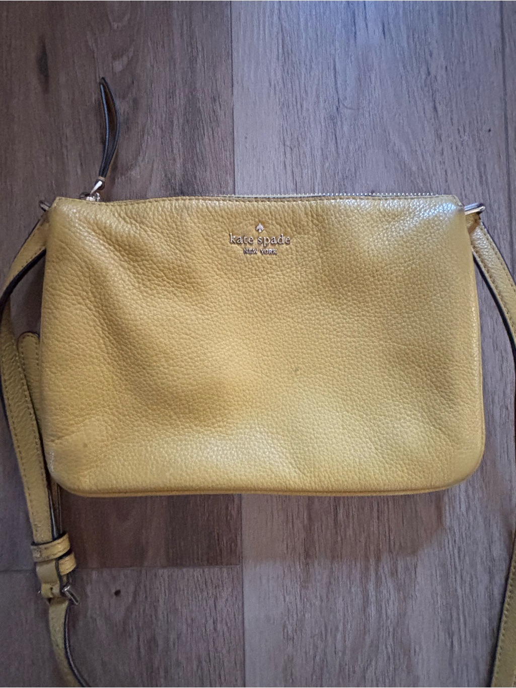 Kate Spade Yellow Pebbled Leather Crossbody Pouch With Gold Hardware